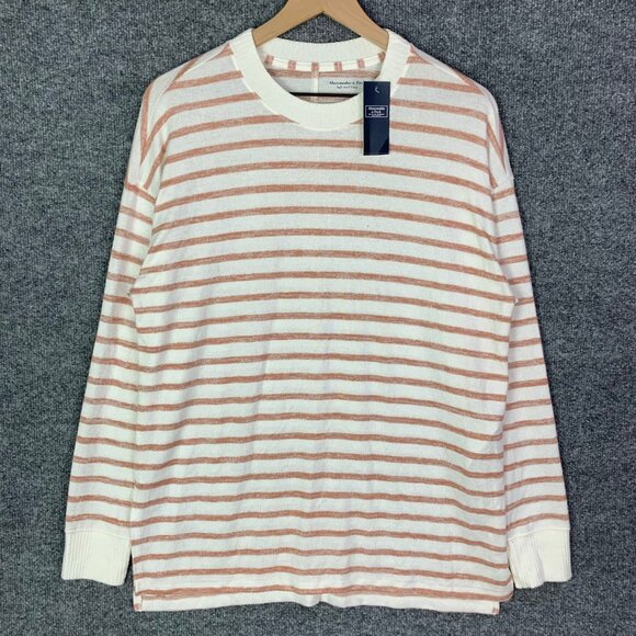 NWT Abercrombie & Fitch Women Sz M Pullover Striped Sweater Soft A&F Cozy - Picture 1 of 11